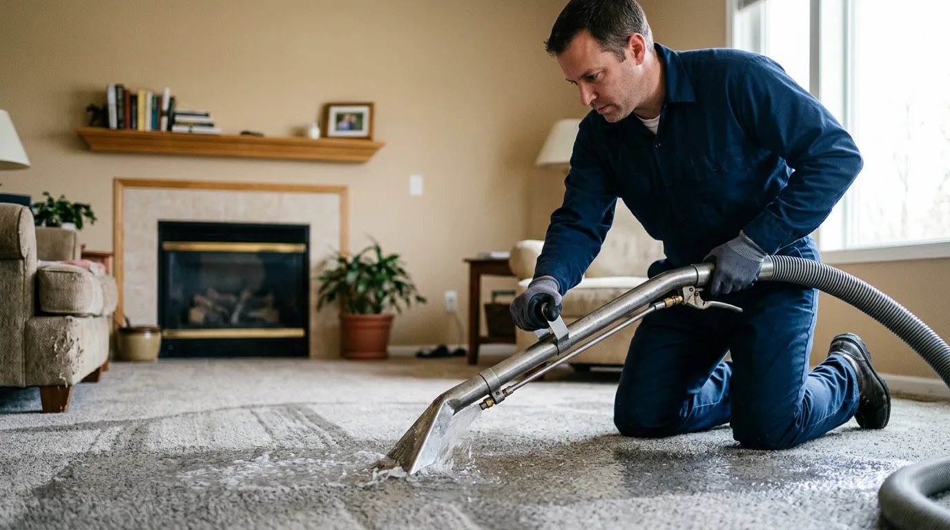 Water damage restoration technician working near Hutchinson, PA
